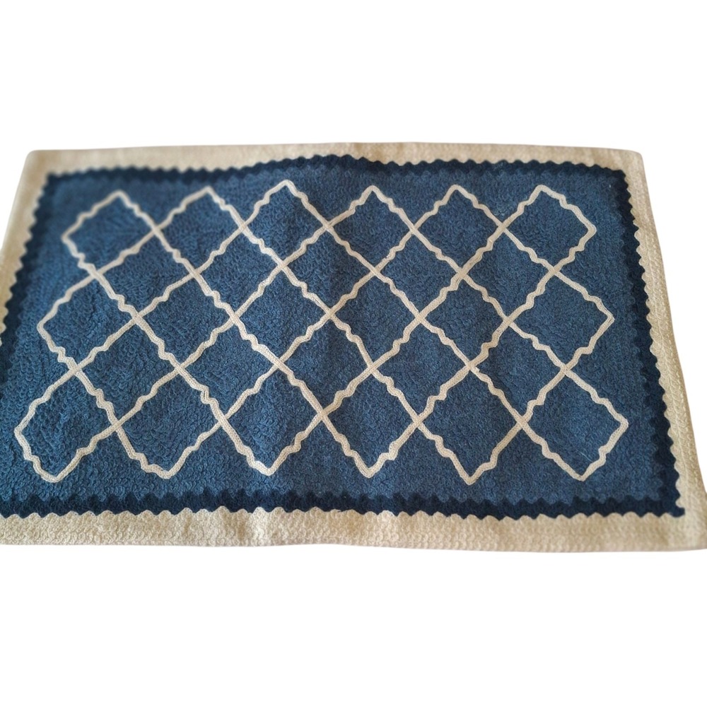 Pottery Barn Moroccan Tile 16"x26" Pillow Cover Blue Tan Cotton